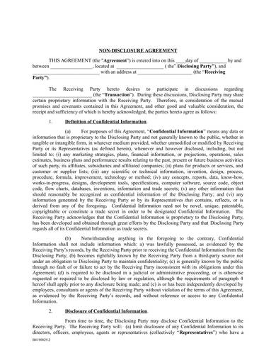 sample nondisclosure agreement template 1