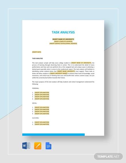 sample task analysis template