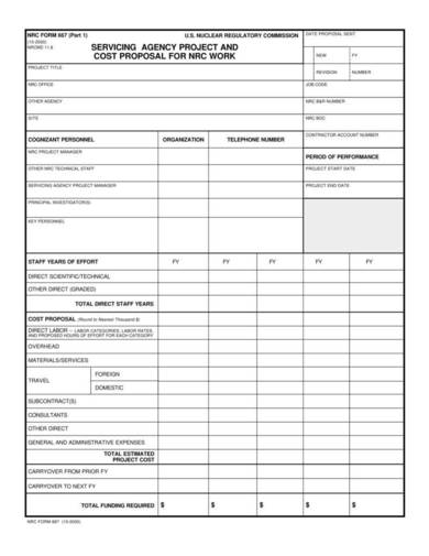 servicing agency cost proposal template