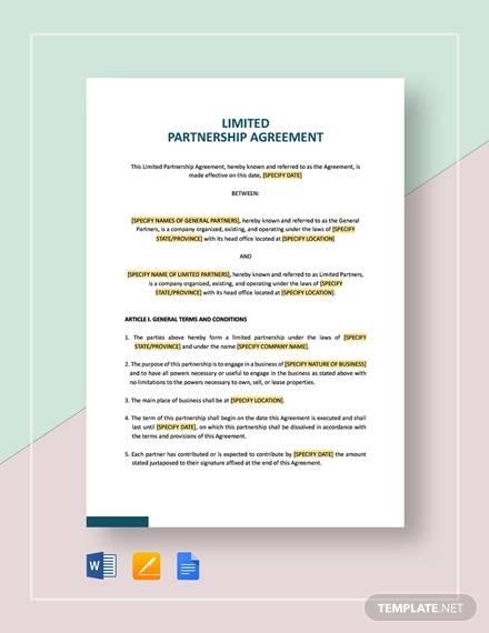 simple limited partnership agreement template