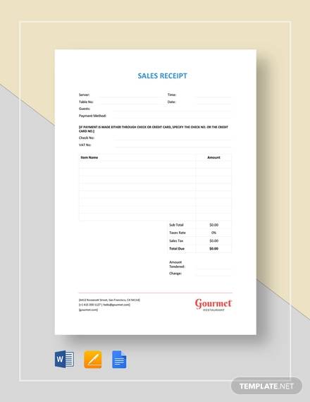 simple sales receipt template