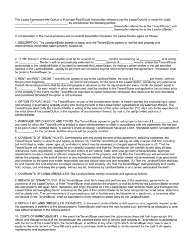 standard lease purchase agreement sample 2