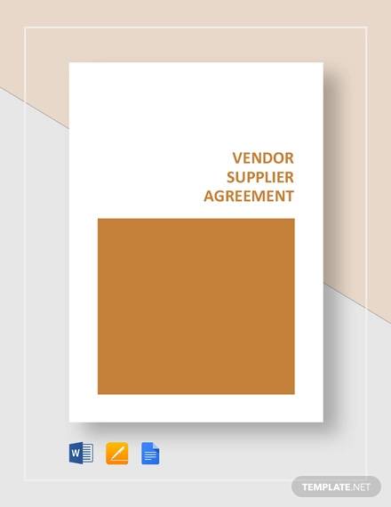 vendor supplier agreement template