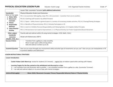 2nd grade physical education lesson plan sample 1