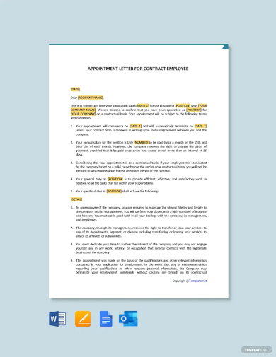 appointment letter for contract employee template