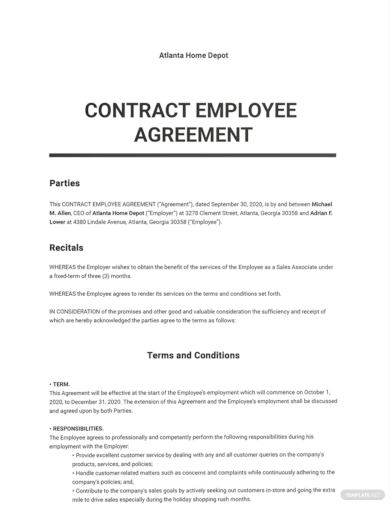 contract employee agreement template