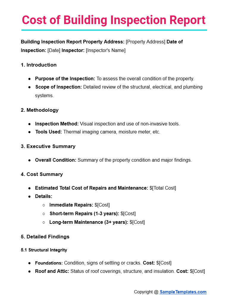 cost of building inspection report