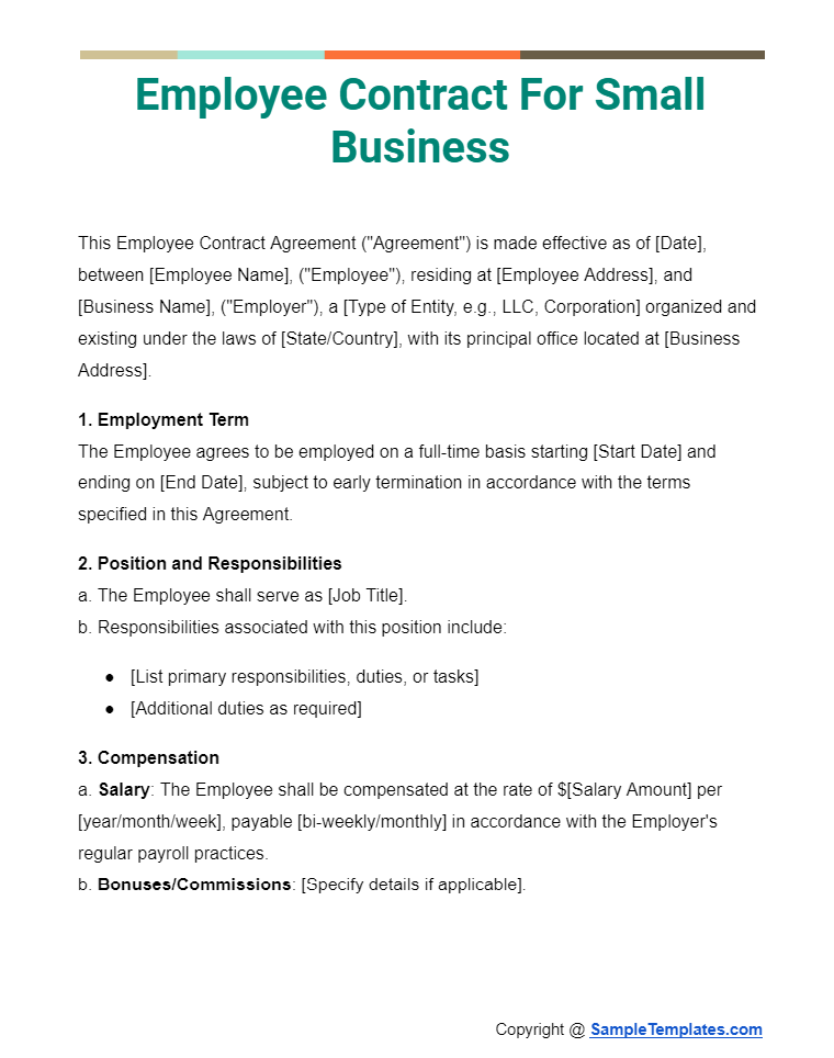 employee contract for small business