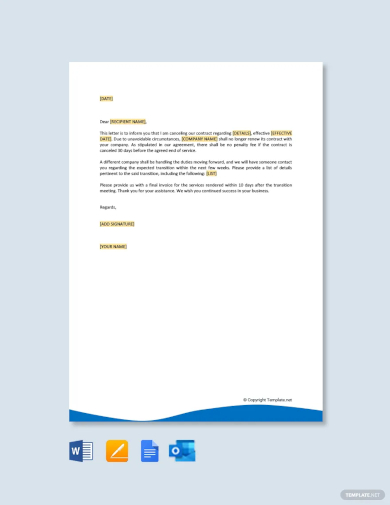free contract cancellation letter template