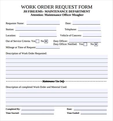 printable maintenance work order form