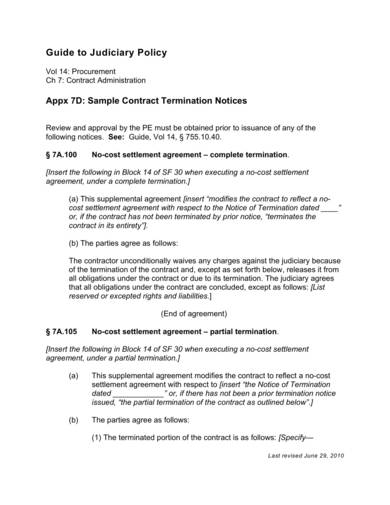 sample contract cancellation notice 1
