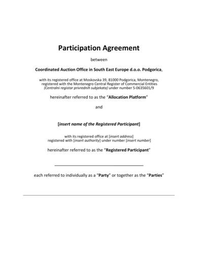 sample participation agreement template