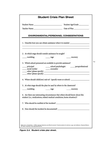 sample student crisis plan sheet 1
