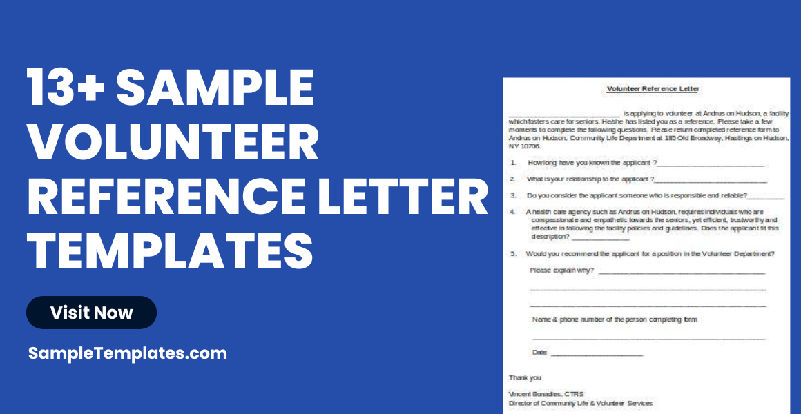 Sample Volunteer Reference Letter Templates