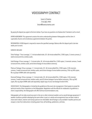 FREE 11 Videography Contract Samples In PDF MS Word