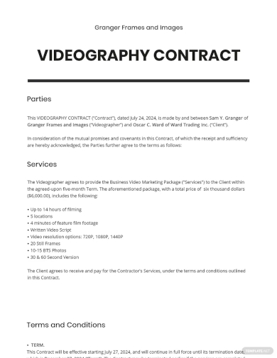 simple videography contract template