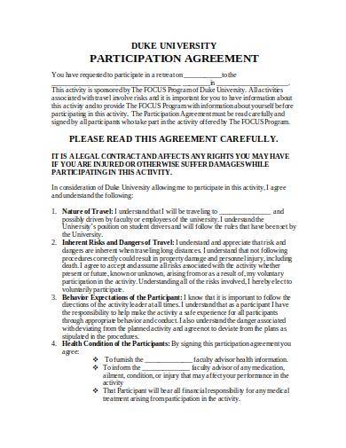 university participation agreement sample template