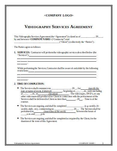 video photography contract template