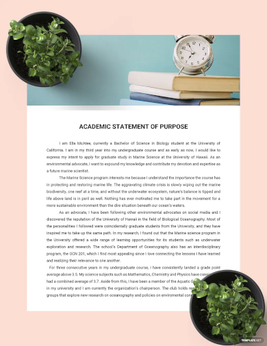 academic statement of purpose template