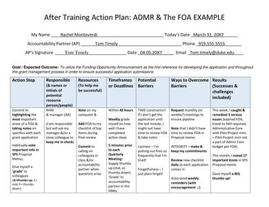 after training action plan sample