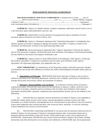 agency management services agreement template