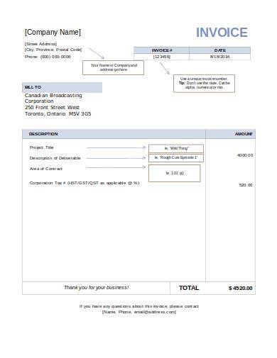 basic contractor invoice template
