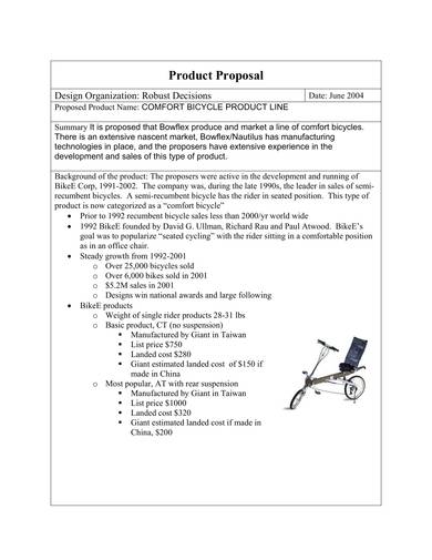 bicycle product sales proposal sample