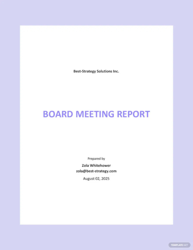 board meeting report template