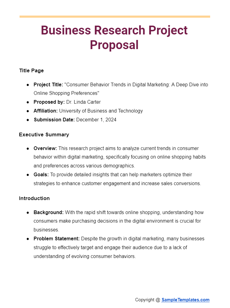 business research project proposal