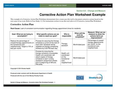 corrective action plan worksheet sample