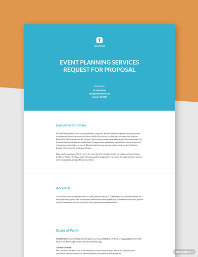 event planning request for proposal template