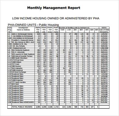 free monthly management report template