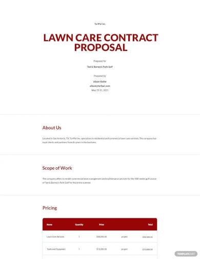 lawn care contract proposal template