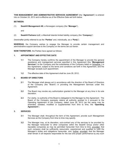 management and administrative service agreement sample