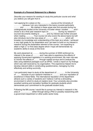 Statement Of Purpose For Masters