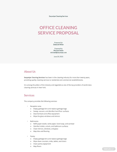 office cleaning service proposal template