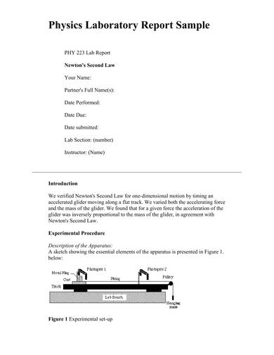 physics laboratory report sample 1