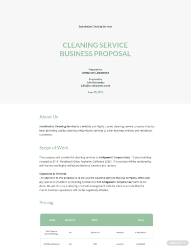 sample business proposal cleaning service template