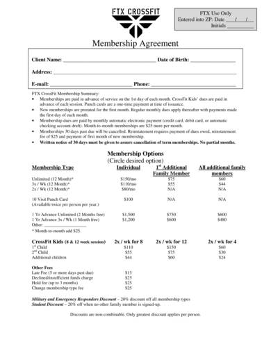 sample crossfit gym membership contract