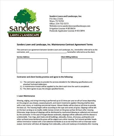 sample lawn and landscape contract template