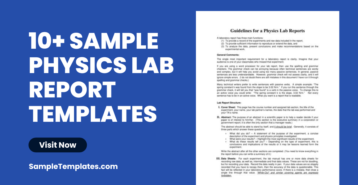 sample physics lab report templates