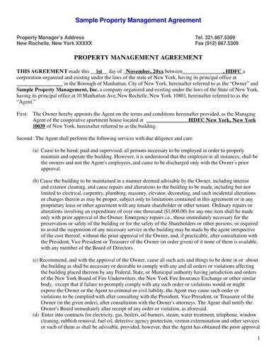 sample property management agreement