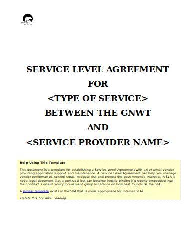 service level agreement for outsourced support