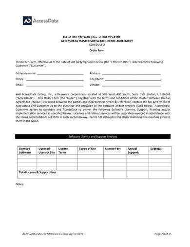 software license and services order form 20