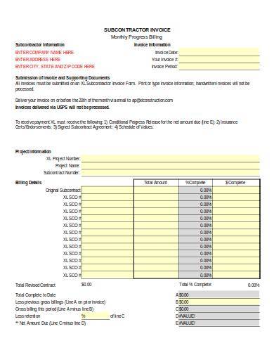 Cis Invoice Template Subcontractor