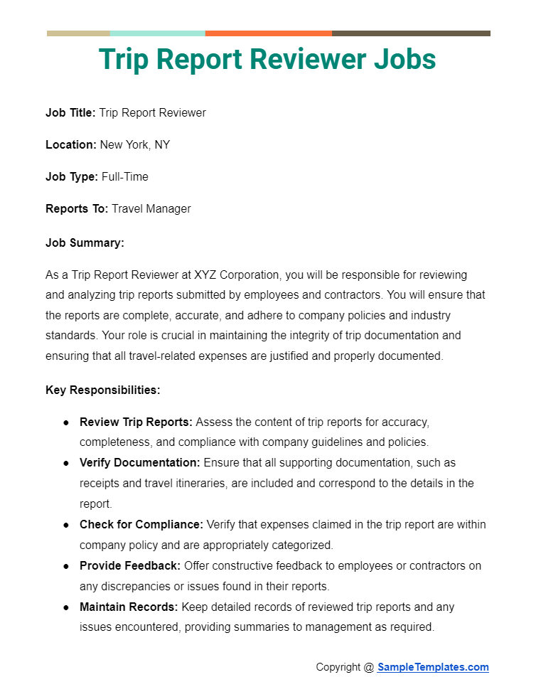 trip report reviewer jobs