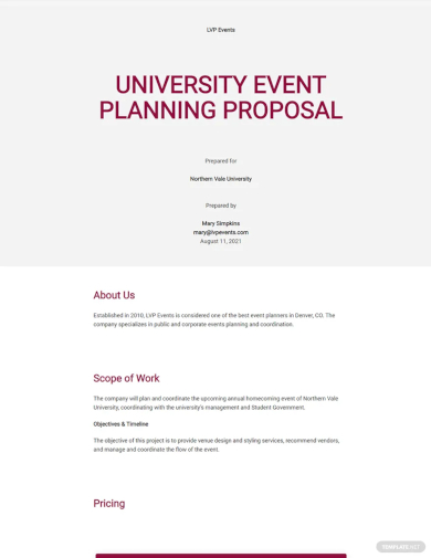 university event planning proposal template