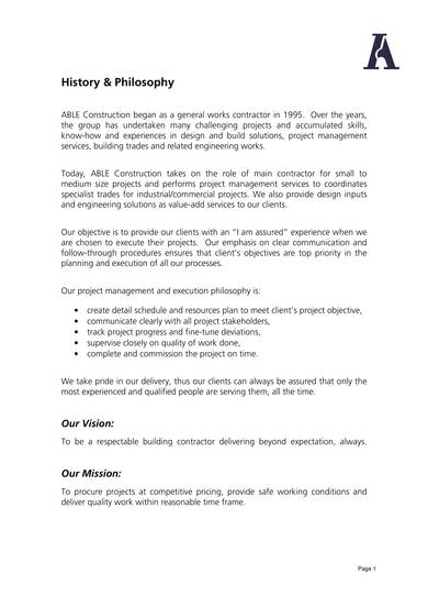 Engineering Company Profile Sample