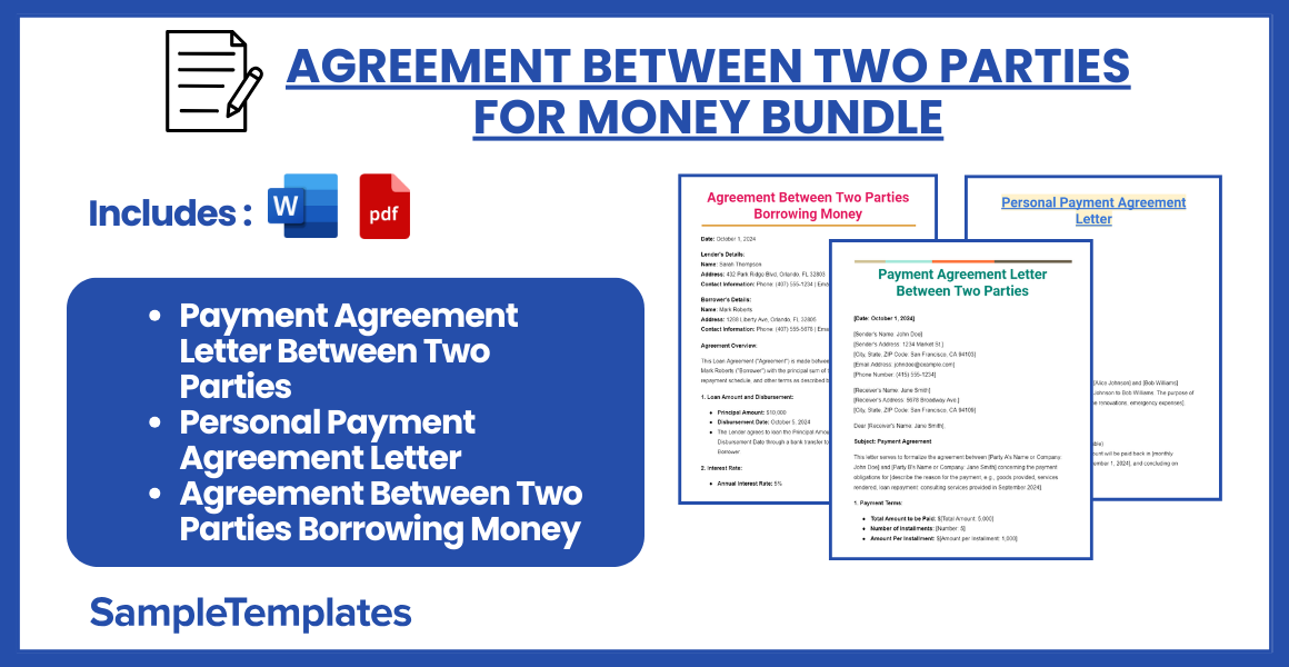 agreement between two parties for money bundle