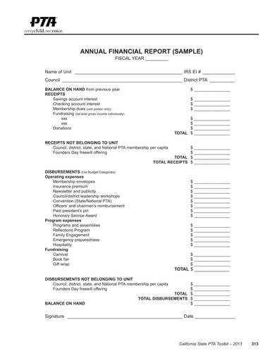 annual financial report sample